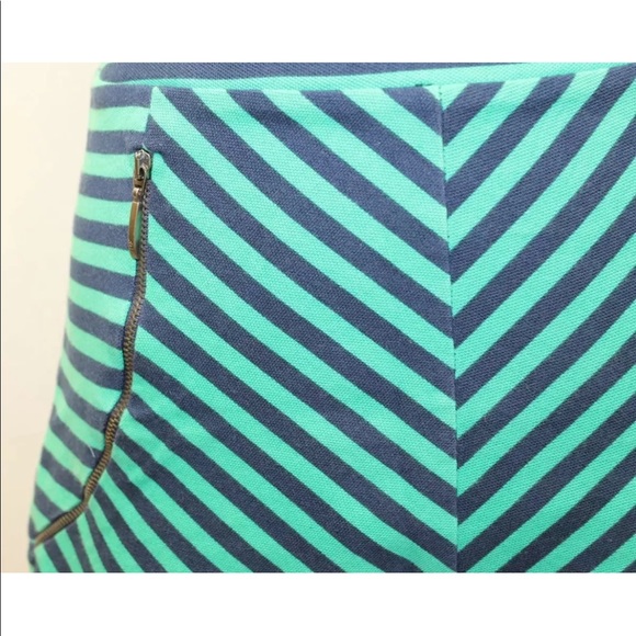 Zara Women Mini Lined Skirt Blue Green Stripe 30 M Sexy Summer 100% Cotton - Picture 4 of 12